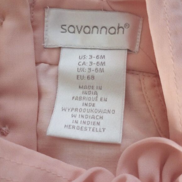 Savannah Pink Satin Ruffle Dress w/Bloomers sz 3-6M Girls - Picture 5 of 7